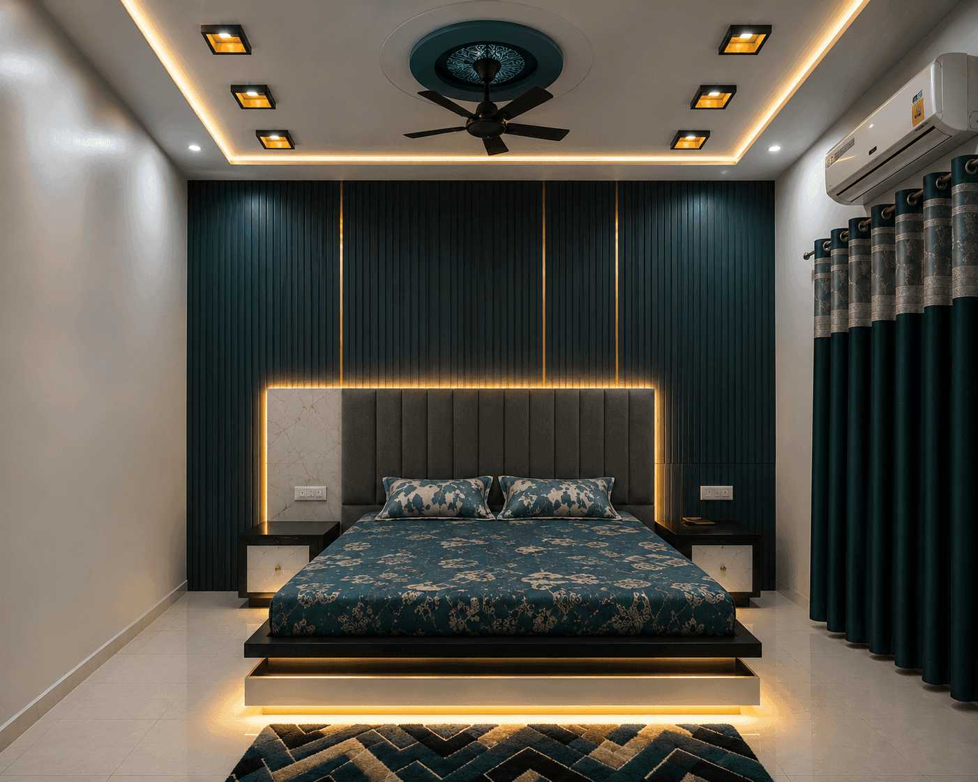 Serene luxury bedroom interior