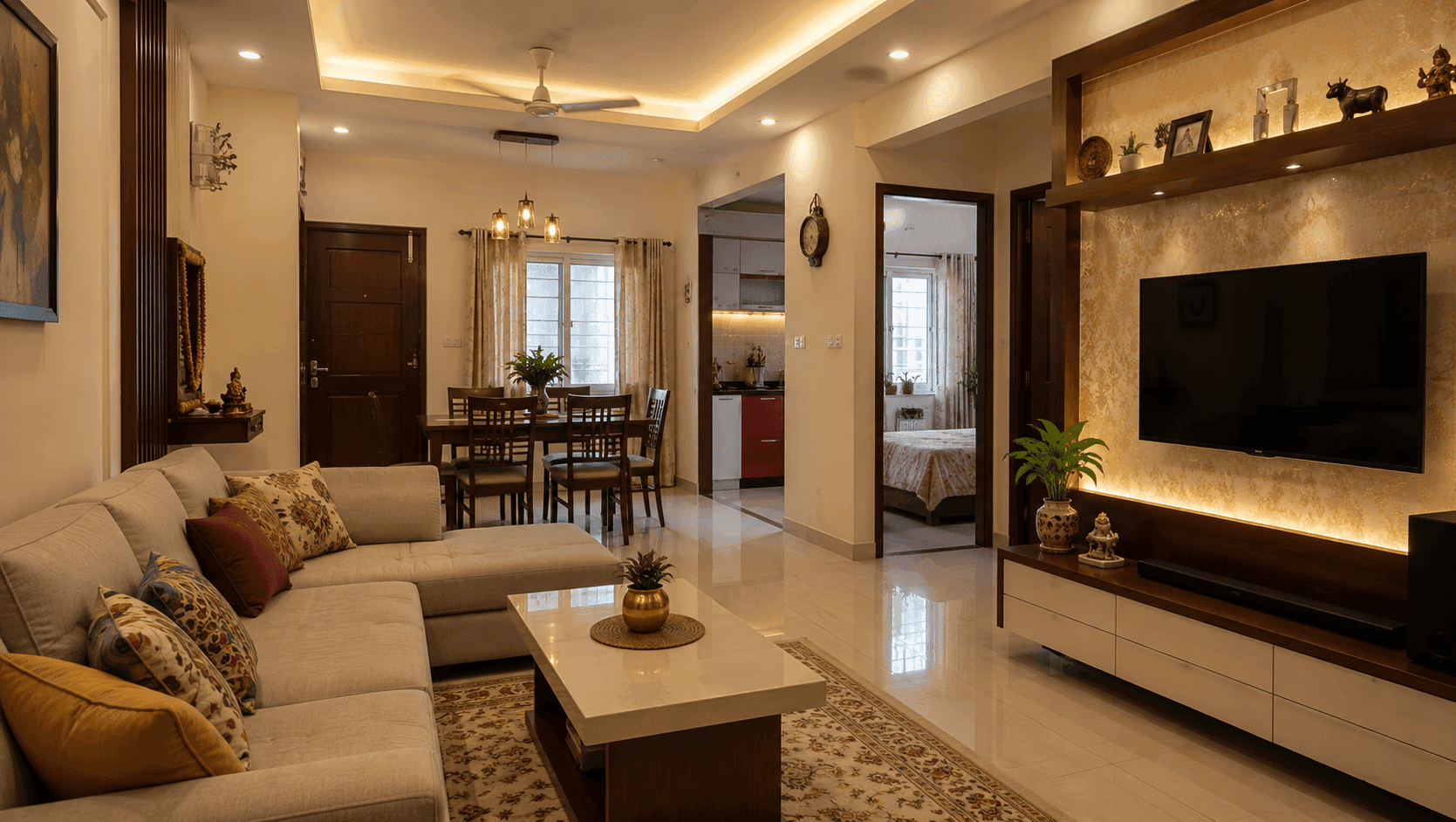 Warm modern Indian home interior