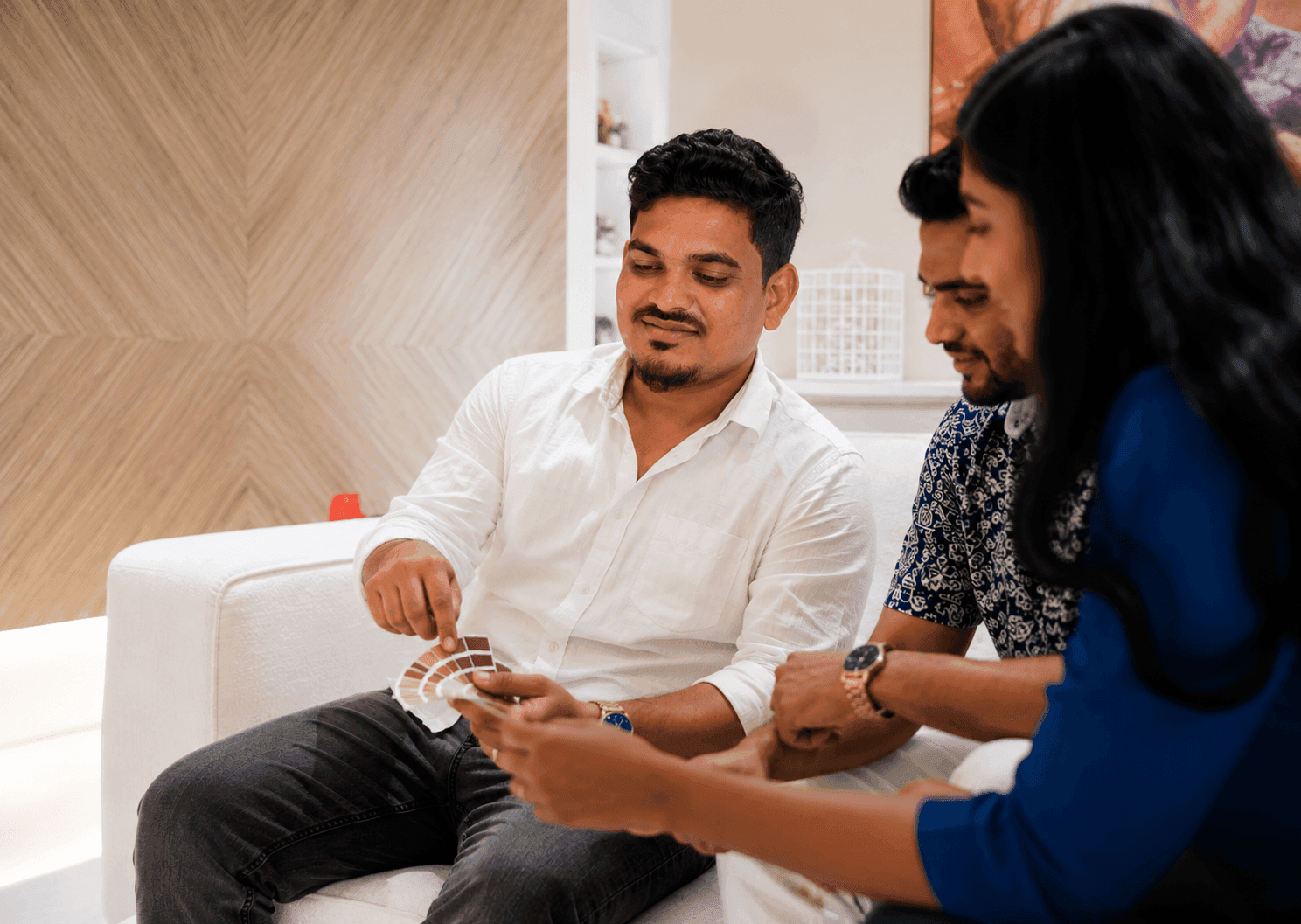 Interior designer discussing a home design with a client